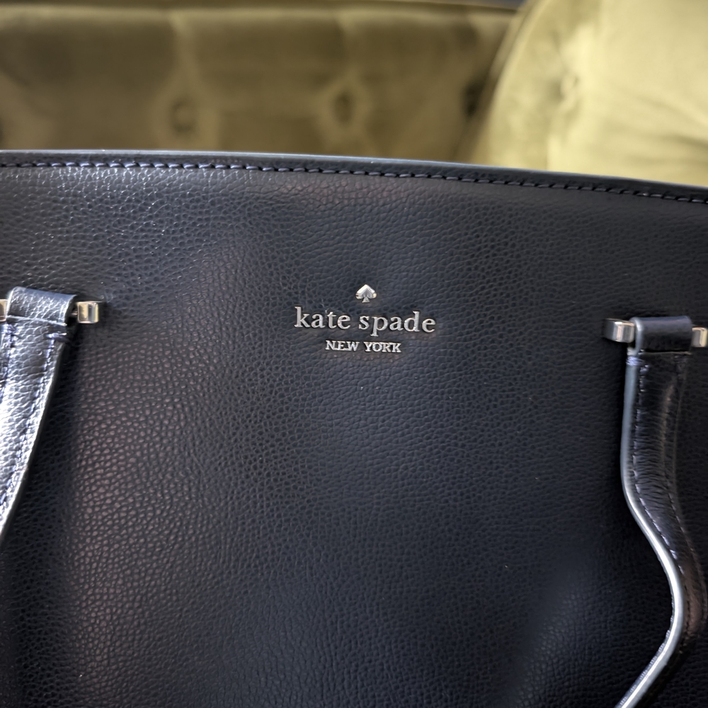 kate spade navy leather tote with removable crossbody strap - Picture 2 of 6